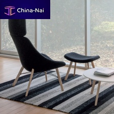 Contemporary footrest AUKIfabricleatherwooden