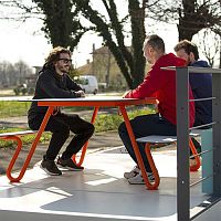 Contemporary table and bench set ZOID R - ZOID PNsteelHPLoutdoor
