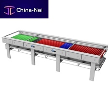 Fruit washing machine brushwith belt conveyor