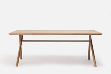 Contemporary table BAIlaminatesteel baseoak base