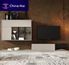 Contemporary TV wall unit BLINDwoodencustom