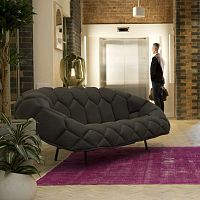 Contemporary sofa QUILTfabricgraypowder-coated steel