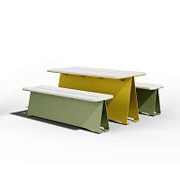 Contemporary table and bench set FRESTAsteelhigh-performance concreteoutdoor