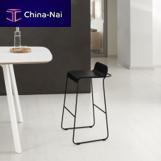 Contemporary bar stool FLOWwoodenmetal basesled base