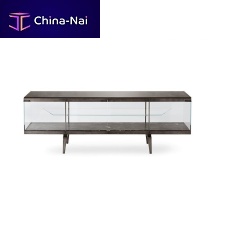 Contemporary china cabinet PANDORA LIGHTtempered glasslacquered glasslacquered metal