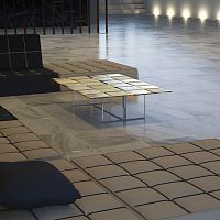 Contemporary coffee table MObrushed aluminumacrylic baserectangular