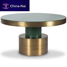 Contemporary dining table RIOlacquered woodbrass baseround