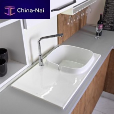 Single-bowl kitchen sink 1891with drainboardceramicflush mount