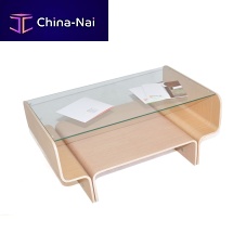Contemporary coffee table PUFF STwoodenglassrectangular