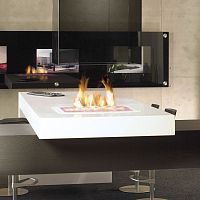 Contemporary high bar table SPECIAL 4glassrectangularwith integrated fireplace