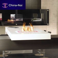 Contemporary high bar table SPECIAL 4glassrectangularwith integrated fireplace