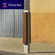 Security bollard NEVADAstainless steelwoodenhigh