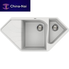 Double kitchen sink EGO CORNERwith drainboardcompositeovermount