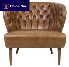 Chesterfield armchair FADOleatherfabricbrown