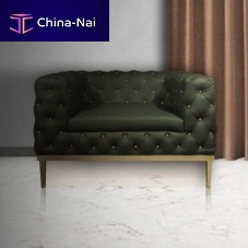 Chesterfield armchair BROADWAYvelvetleatherpolished brass