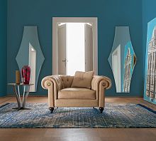 Chesterfield armchair ALFREDleatherfabricgray