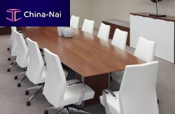 Contemporary conference table woodenrectangularwith integrated electrical outlet