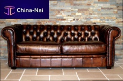 Chesterfield sofa DUNDEEleatherbrown2-person