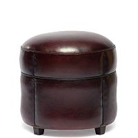 Traditional pouf fabricleatherround