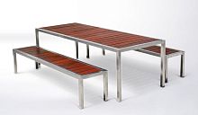Contemporary table and bench set ALFRESCO DURASLAT metalwoodenoutdoor