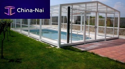 High swimming pool enclosure COLUMBRETEfixedmetalpolycarbonate