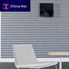 Wall-mounted sound-absorbing panel RIB WALLfabricfor public buildingfor interior