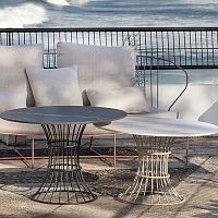Contemporary coffee table BOLONIA porcelainmetal baseround