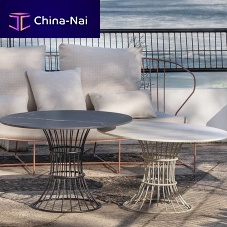 Contemporary coffee table BOLONIA porcelainmetal baseround