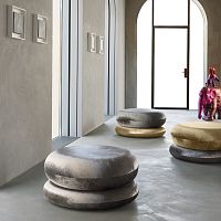 Contemporary ottoman BUBBLEfabricleatherround