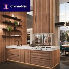 Contemporary kitchen Solferinowalnutmarbleisland