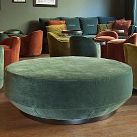 Contemporary ottoman MARGOTfabricwoodenround