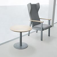 Contemporary pedestal table SIMPLAmelaminesteel baseround