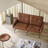 Contemporary sofa PK31leatherbrownblack