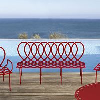 Original design bench 2222 PALAIS metalwith backrestwith armrests