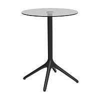 Contemporary high bar table Uni Glass XL 105glasslacquered aluminum baseround