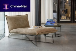 Contemporary chaise longue Earl fabricleathersteel