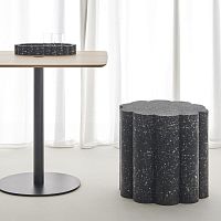 Contemporary stool NUVOL made from recycled materialsrecycled materials baseround